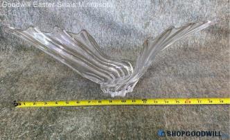 Fluid Like Water Or Abstract Wings Glass Bowl Vase Home Decor Art Unbranded