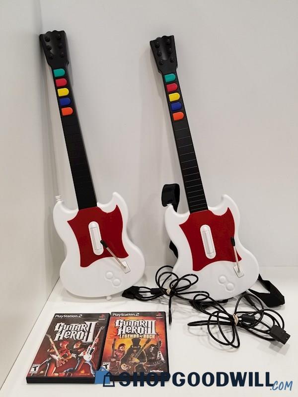 Guitar Hero Wired Controllers w/ Games for PlayStation 2 PS2
