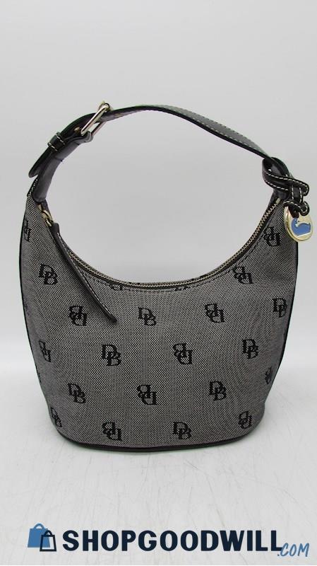 Dooney & Bourke Mini Bucket Signature Gray Black Canvas Shoulder Handbag Purse