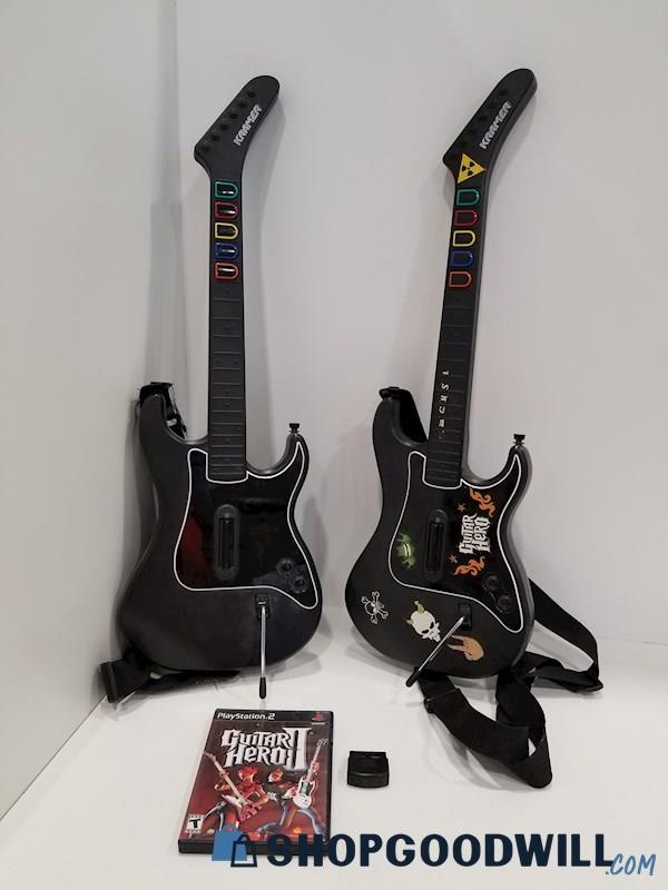 Guitar Hero Kramer Striker Wireless Controllers w/ Dongle & Game PlayStation 2