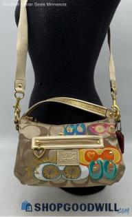 Coach Poppy Daisy Khaki/Multicolor Jacquard Crossbody Handbag/Purse