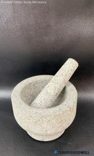 Stone Mortar And Pestle Set Bowl Grinder Vintage Kitchenware Multi Usage