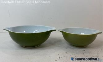 2pc Pyrex Avocado & Olive Green Bowl Dishes