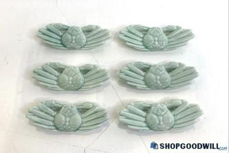 Set Of 6 Asian Ceramic Crab Shaped Chopstick Rest