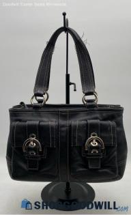 Coach Soho Black Leather Double Pocket Shoulder Bag Handbag/Purse