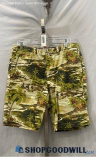 Tommy Bahama Men's Tan/Green Hawaiian Graphic Chino Shorts - Sz 34