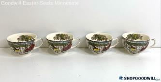 Set Of 4 Johnson Bro Friendly Village The Ice House Tea Cups