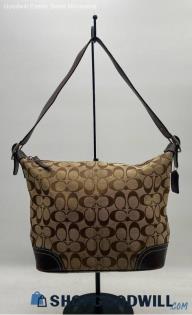 Coach Signature Khaki/Brown Jacquard Canvas Hobo/Shoulder Bag Handbag/Purse