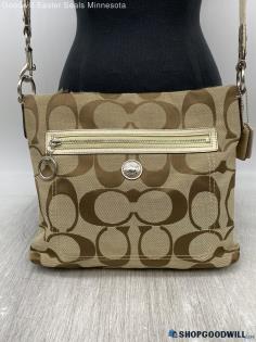 Coach Signature Khaki Crossbody Womens Jacquard Canvas Handbag/Purse