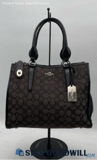 Coach Crosby Signature Black/Beige Canvas/Leather Carryall Tote Bag Handbag