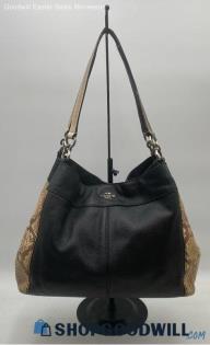 Coach Lexy Black/Tan Snake Embossed Leather Shoulder Bag Handbag/Purse