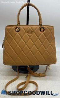 Kate Spade Carey Quilted Sullivan Tan Satchel/Top Handle Bag Womens Leather