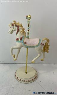 18" Folk Art Carved Carousel Horse Stand Hand Painted Vintage Decorative