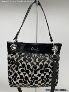 Coach Signature Ashley Black Satchel/Shoulder Bag Womens Sateen Handbag/Purse