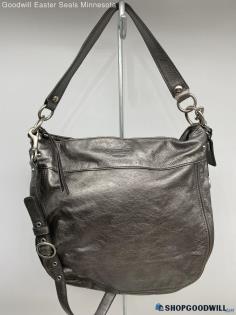 Coach Silver Metallic Satchel/Hobo Shoulder Bag Womens Leather Handbag/Purse