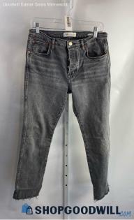 Zara Women's Faded Gray Button Fly Slim Straight Jeans - Sz 8