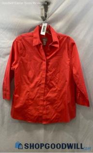 Chico's Women's Orange Button Up Shirt - Sz M