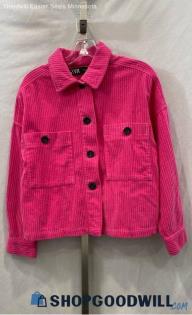 Zara Women's Pink Corduroy Button Up Shirt Jacket - Sz S