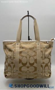 Coach Kyra Signature Beige/Tan Jacquard/Canvas Tote Bag Handbag/Purse