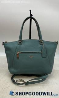 Coach Prairie Teal Green Blue Satchel/Top Handle Bag Womens Pebbled Leather