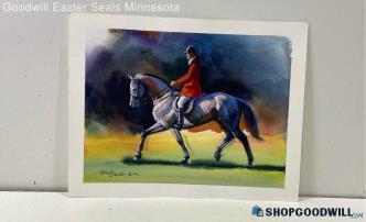 Original Tami Bassler-Oyler Signed Watercolor "Dressage" Painting w/COA