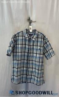 Patagonia Men's Blue Plaid Textured Button Up Shirt - Sz L