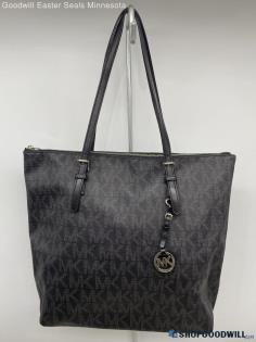 Michael Kors Monogram Black Tote/Shoulder Bag Womens Leather Handbag/Purse