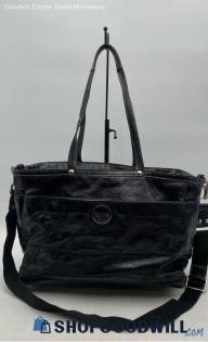 Coach Signature Stitch Black Patent Leather Diaper Bag/Tote Handbag/Purse