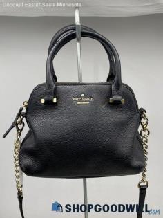 Kate Spade Black Satchel/Crossbody Women Shiny Pebbled Leather Handbag/Purse