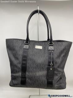 Michael Kors Monogram Black Tote Shoulder Bag Womens Coated Canvas Handbag/Purse