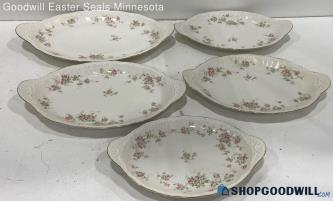 Haviland Limoges Oval Platters Porcelain Victorian Pink Flowers Shabby Cottage