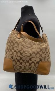 Coach Hadley Signature Khaki/Tan Canvas/Leather Duffle/Satchel Handbag/Purse