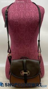 Dooney & Bourke Verona Brown Black Saddle Bag Womens Leather