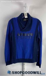 Armani Exchange Men's Blue/Black Knit Sweater - Sz S