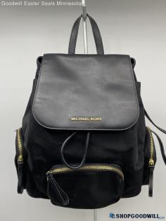 Michael Kors Abbey Cargo Black Drawstring Backpack Nylon/Leather Handbag/Purse