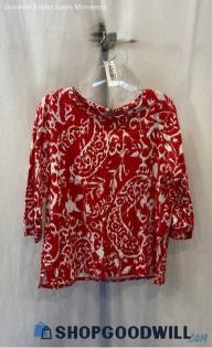 Chico's Women's Hot Pink/White Paisley Pattern Top - Sz L