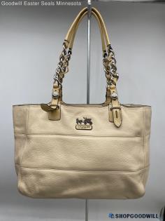 Coach Tribeca Beige Shoulder Bag Womens Pebbled Leather Handbag/Purse