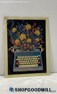 "Floral Typewriter" 12x16" Unframed Vintage Print 192/200 Signed Methane Studios