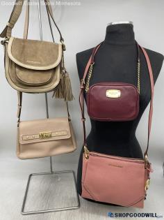 Lot of 4 Michael Kors Beige/Pink Crossbody Shoulder Bag Leather Handbag/Purse