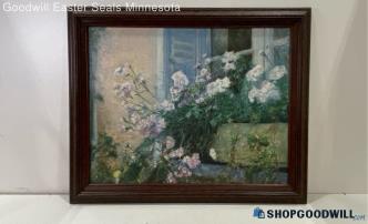 "Des Fleurs Sur Le Balcon" Piet Bekaert 22x28" Framed Canvas Reprod Print PU