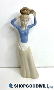 Vinag Incor Porcelain Lady Carrying Jug On Head Figurine