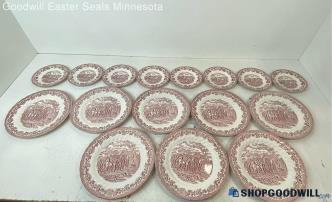 16pc Royal Wessex England Cream Red Riding Horses Plates