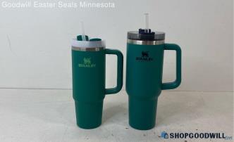 2pc Stanley 30z & 40z Green Tumblers w/Straws