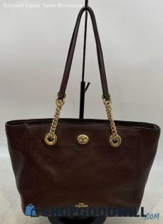 Coach Brown Tote Womens Pebbled Leather