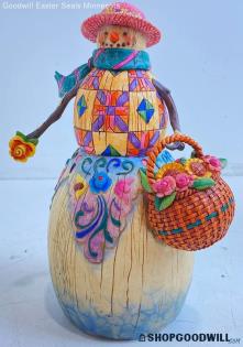 Winter's Promise Snowman / Flower Basket Figurine