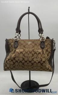 Coach Colette Signature Brown/Khaki Canvas/Leather Satchel/Top Handle Handbag