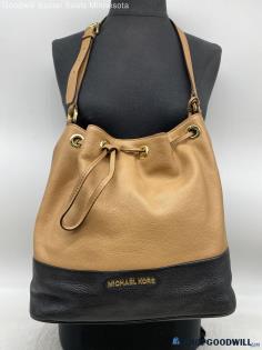 Michael Kors Tan/Black Hobo/Drawstring Bag Womens Faux Leather Handbag/Purse