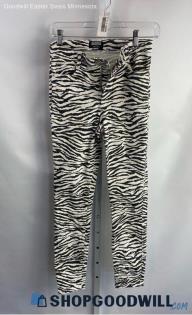 Zara Women's Black/White Zebra Striped Skinny Jeans - Sz 4