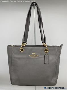 Coach Jes Tote Gray Tote/Shoulder Bag Womens Pebbled Leather Handbag/Purse