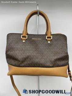 Michael Kors Savannah Monogram Brown Satchel Womens Leather Handbag/Purse